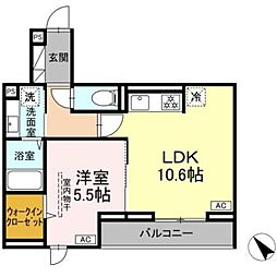 D Paina 登戸2 1LDKの間取図画像