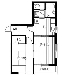ハイムけやき 1階2Kの間取り
