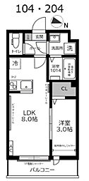 ガーデンヒルズ宮原 1LDKの間取図画像