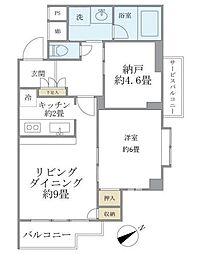 リエール若松町 1LDKの間取図画像