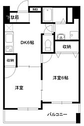 桜坂ハイツ 2DKの間取図画像