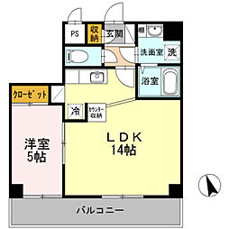 グランヴェールHIRO 1LDKの間取図画像