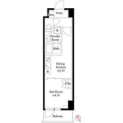 ハーモニーレジデンス六義園 3階1DKの間取り