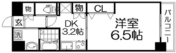 ルミエール交野 ｜大阪府交野市私部西１丁目(賃貸マンション1DK・6階・27.75㎡)の写真 その2