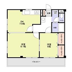ビレッジヒル上大崎 2DKの間取図画像