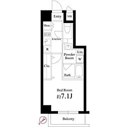 ハーモニーレジデンス新宿EAST 6階1Kの間取り