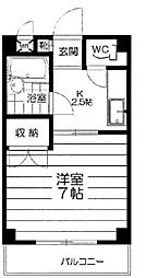 ビアン中川 3階1Kの間取り