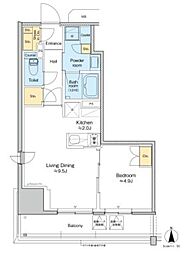 プラウドフラット四谷三丁目 9階1LDKの間取り