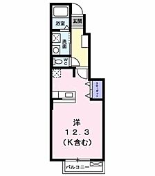 多摩都市モノレール 大塚・帝京大学駅 徒歩8分の賃貸アパート 1階ワンルームの間取り