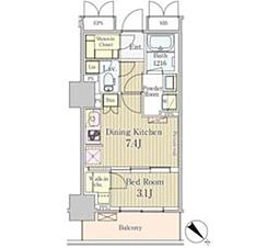 パークアクシス御茶ノ水 1DKの間取図画像