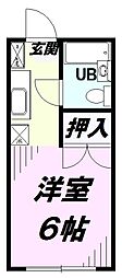 JR中央線 高尾駅 徒歩22分の賃貸マンション 1階ワンルームの間取り
