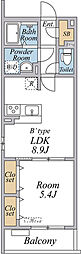 リブリ・南品川 1LDKの間取図画像
