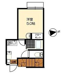 ヴィラTAISEI 2階1Kの間取り