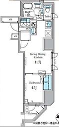 パークアクシス小伝馬町 1LDKの間取図画像