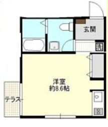 コアパレス常葉3 1階ワンルームの間取り