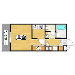 ピュアパレス 1Kの間取図画像