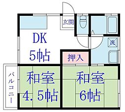 マーシャンコーポ船橋 2DKの間取図画像
