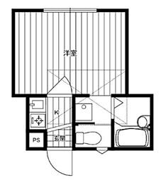 コモドアパート相模大野A棟 1Kの間取図画像