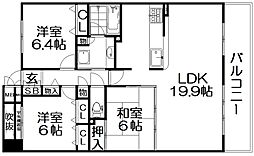 コスモシティガーデンズ香里園 3LDKの間取図画像