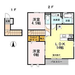 カサヴェールB棟 2LDKの間取図画像
