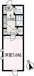 シェル・クレール 2階1Kの間取り