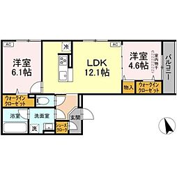 D'Bless 狛江 2LDKの間取図画像