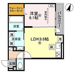 D-grace秋月 1階1LDKの間取り