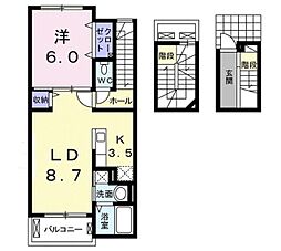 フランエスパースC 1LDKの間取図画像