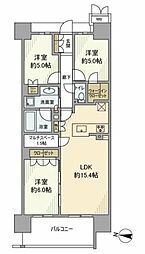 東京メトロ東西線 東陽町駅 徒歩15分の賃貸マンション 14階3LDKの間取り