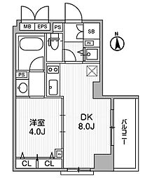 クリオ三田ラ・モード 1DKの間取図画像