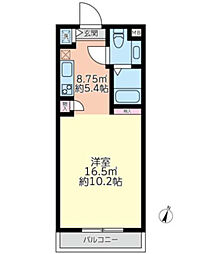 グレイシャスハシモト 3階ワンルームの間取り