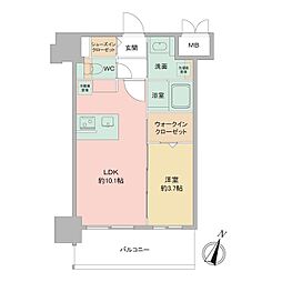 Louis Residence弁天町 1LDKの間取図画像