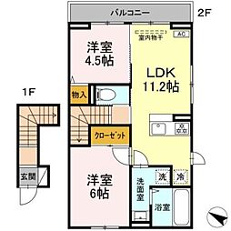 ヴェルジェA 2LDKの間取図画像