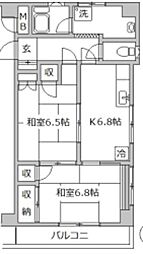勇進ビル 3階2DKの間取り