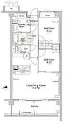 ヒューリックレジデンス新宿戸山 2LDKの間取図画像
