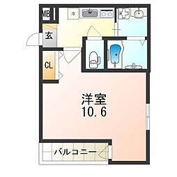 阪急京都本線 正雀駅 徒歩7分の賃貸アパート 2階1Kの間取り