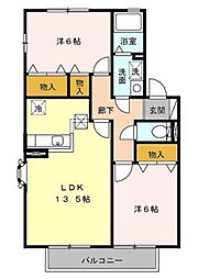 エスポワールイノウエ2 2LDKの間取図画像