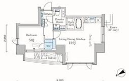 カーサスプレンディッド恵比寿1丁目アネックス 9階1LDKの間取り