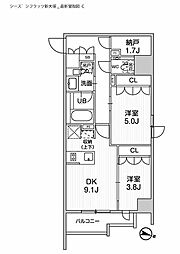 シーズンフラッツ新大塚 4階2SDKの間取り