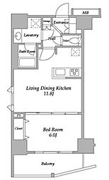 グランカーサ三ノ輪 5階1LDKの間取り