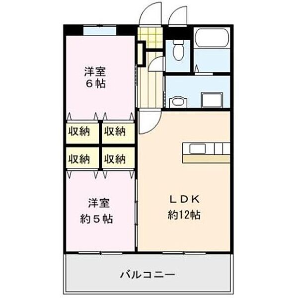 キャッスルコートA棟 ｜福岡県久留米市高良内町(賃貸マンション2LDK・1階・56.43㎡)の写真 その2