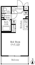 小竹レジデンス 1階ワンルームの間取り