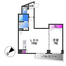 近鉄大阪線 長瀬駅 徒歩1分の賃貸マンション 3階1LDKの間取り