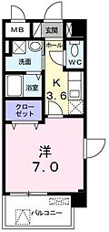 センチュリー善 1Kの間取図画像