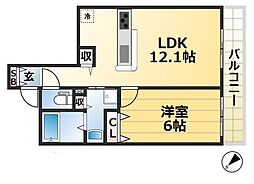 ワコーレKOBE元町通 1LDKの間取図画像