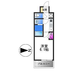 アドバンス大阪リーヴァ 6階1Kの間取り