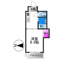 グレース平野 1Kの間取図画像