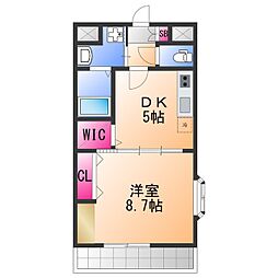 リヴェール鳳 1DKの間取図画像