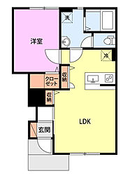 メゾンオリーブ 1階1LDKの間取り