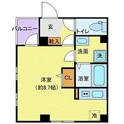 都営新宿線 大島駅 徒歩5分の賃貸マンション 3階ワンルームの間取り